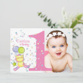 Een roze foto verjaardag draaien kaart (Staand voorkant)