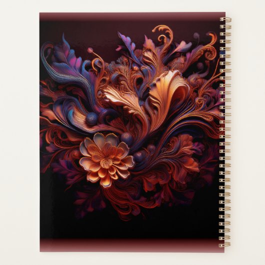 Een roze gekleurde ruimtebloem planner (Achterkant)