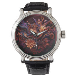 Een roze gekleurde Space Flower Horloge