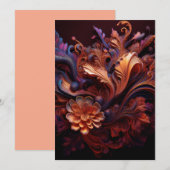 Een roze gekleurde Space Flower Kaart (Voorkant / Achterkant)