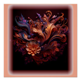 Een roze gekleurde Space Flower Perfect Poster
