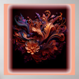 Een roze gekleurde Space Flower Poster