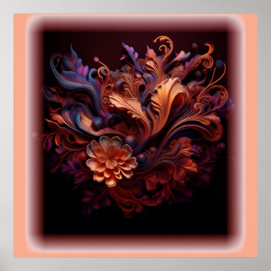 Een roze gekleurde Space Flower Poster (Voorkant)