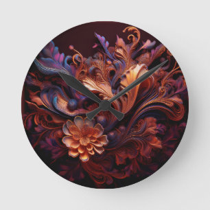 Een roze gekleurde Space Flower Ronde Klok