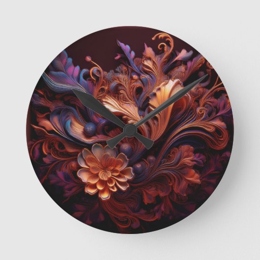 Een roze gekleurde Space Flower Ronde Klok (Voorkant)
