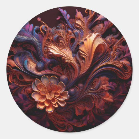 Een roze gekleurde Space Flower Ronde Sticker (Voorkant)