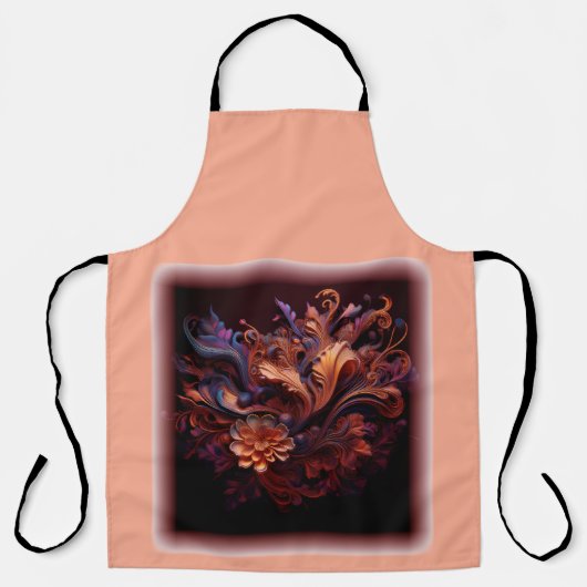 Een roze gekleurde Space Flower Schort (Voorkant)