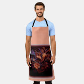 Een roze gekleurde Space Flower Schort (Gedragen)