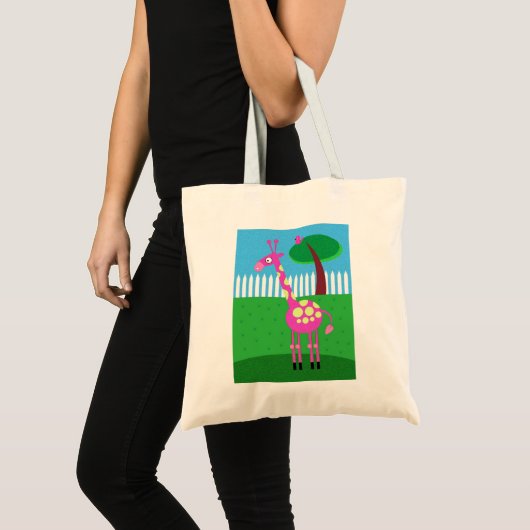 Een roze Giraffe leeft in mijn achtertuin Canvas t Tote Bag (Voorkant (product))