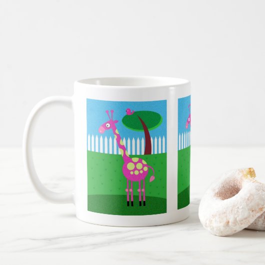 Een roze Giraffe leeft in mijn achtertuin koffie M Koffiemok (Met donut)