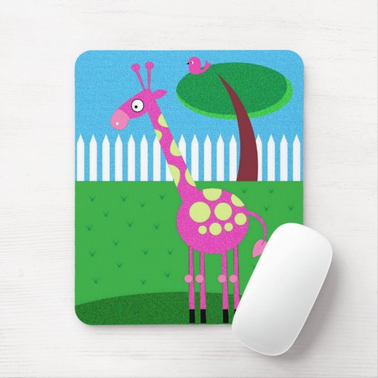 Een roze Giraffe leeft in mijn achtertuin Muismat (Met muis)