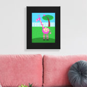 Een roze Giraffe woont in mijn achtertuin verpakt Canvas Afdruk (Insitu (Woonkamer))