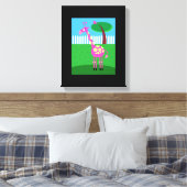 Een roze Giraffe woont in mijn achtertuin verpakt Canvas Afdruk (Insitu (Slaapkamer))