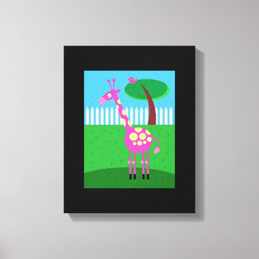 Een roze Giraffe woont in mijn achtertuin verpakt Canvas Afdruk (Voorkant)