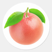 Eén roze grapefruit ronde sticker (Voorkant)