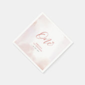 Eén | Roze hart en Waterverf meisje 1e verjaardag Servet (Hoek)