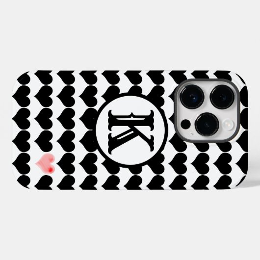 Eén roze hart (initiaal) Case-Mate iPhone case (Achterkant (horizontaal))