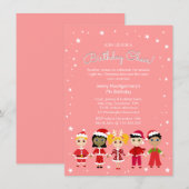 Een roze kerstfeest kaart (Voorkant / Achterkant)