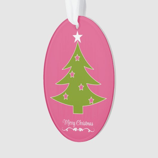 Een roze kerstversiering ornament (voorkant)