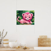 Een roze leeuwenwelp in het Oerwouden Poster (Keuken)