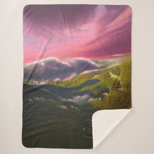 Een roze lichtgevende zonneschijn sherpa deken