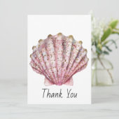 Een roze ongewervelde schelp bedankkaart (Staand voorkant)