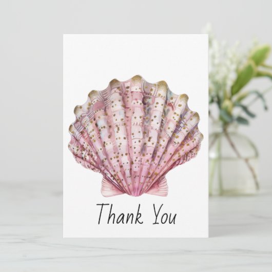 Een roze ongewervelde schelp bedankkaart (Staand voorkant)