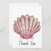 Een roze ongewervelde schelp bedankkaart (Voorkant / Achterkant)