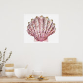 Een roze ongewervelde zeeschelp  poster (Keuken)