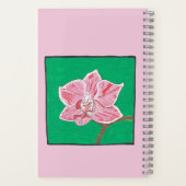 Eén roze orchidee, uw titel en naam notitieboek (Achterkant)