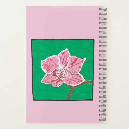 Eén roze orchidee, uw titel en naam notitieboek (Achterkant)