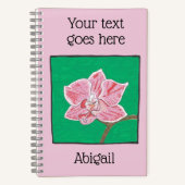 Eén roze orchidee, uw titel en naam notitieboek (Voorkant)