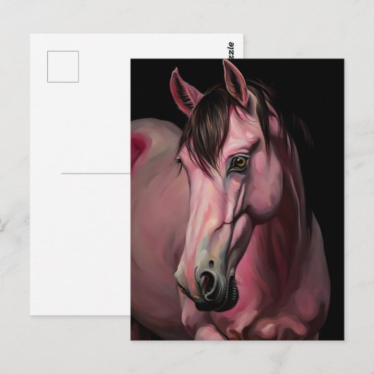 Een roze paard briefkaart (Voorkant / Achterkant)