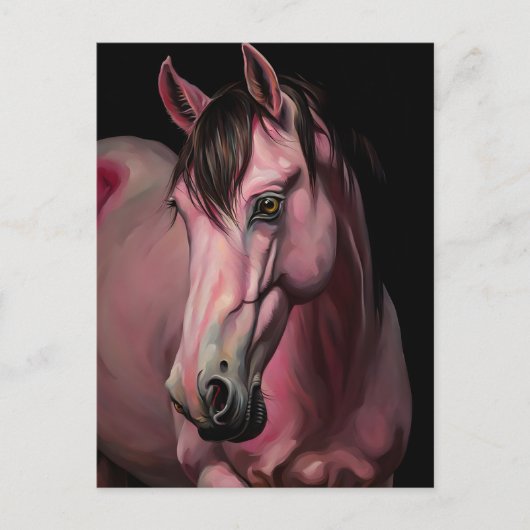 Een roze paard briefkaart (Voorkant)