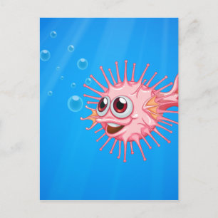 Een roze pauwvis in de oceaan briefkaart