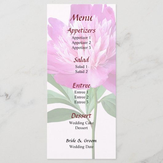 Eén roze pony Weddenschap-menu Menu (Voorkant)