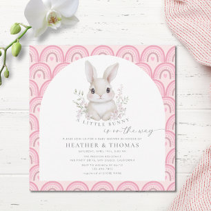 Een Roze Regenboog Baby Shower Uitnodiging voor ee