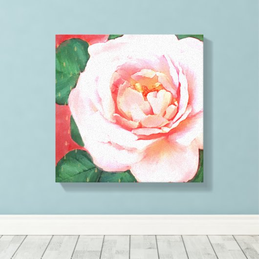 Een roze roos canvas afdruk (Insitu (Houten vloer))