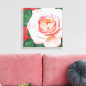 Een roze roos canvas afdruk (Insitu (Woonkamer))
