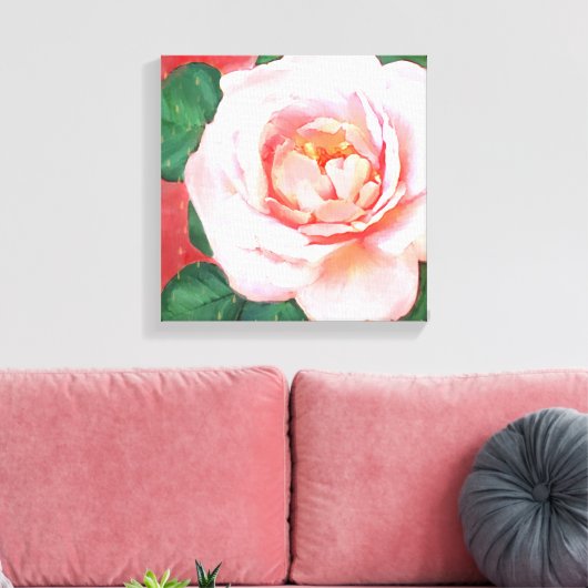 Een roze roos canvas afdruk (Insitu (Woonkamer))
