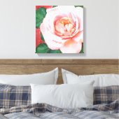 Een roze roos canvas afdruk (Insitu (Slaapkamer))