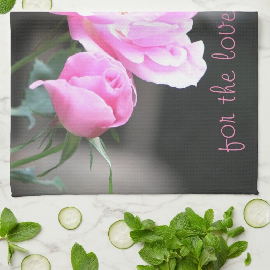 Een roze roos in tuinstijl theedoek (Gevouwen)