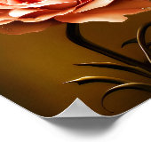 Eén roze roze roos met watervlekken poster (Hoek)