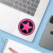 Een roze ster van feminisme - v7b sticker (Laptop met iPhone)