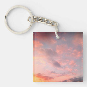 Een roze tot de wolken sleutelhanger