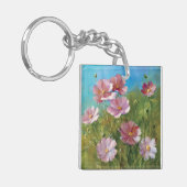 Een roze tuin sleutelhanger (Voorkant Links)