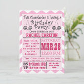 Een roze uitnodiging van de Birthday-partij (Staand voorkant)