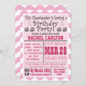 Een roze uitnodiging van de Birthday-partij (Voorkant / Achterkant)