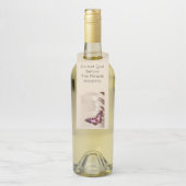 Een roze vlinder op een roomsatijnachtergrond flessenhanger (Op fles)