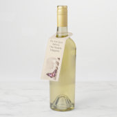 Een roze vlinder op een roomsatijnachtergrond flessenhanger (Schuin)